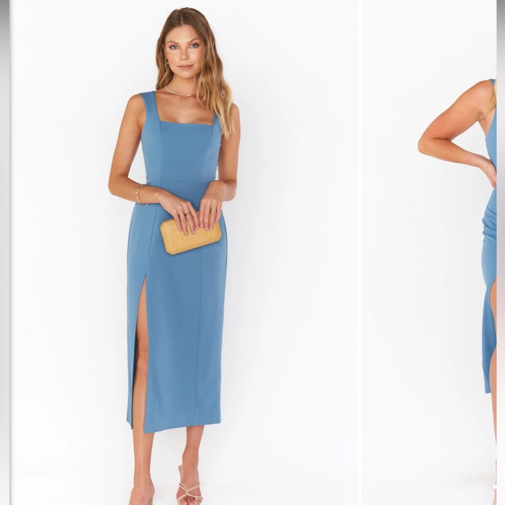 NWT Show Me Your Mumu Eden Midi Dress- French Blue Stretch